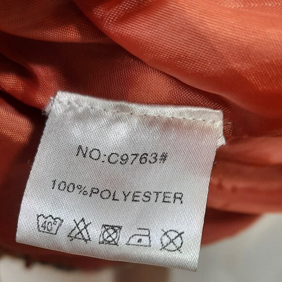 Y2K Belted Mid Length Houndstooth Coat Rust Brown Black Fuzzy Trim Size S - Picture 8 of 8